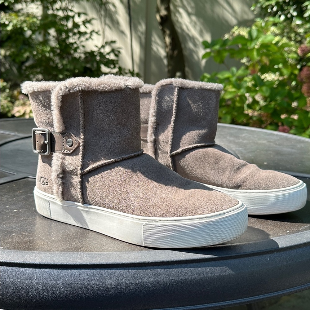 UGG Grey Suede Fur-Lined Boots